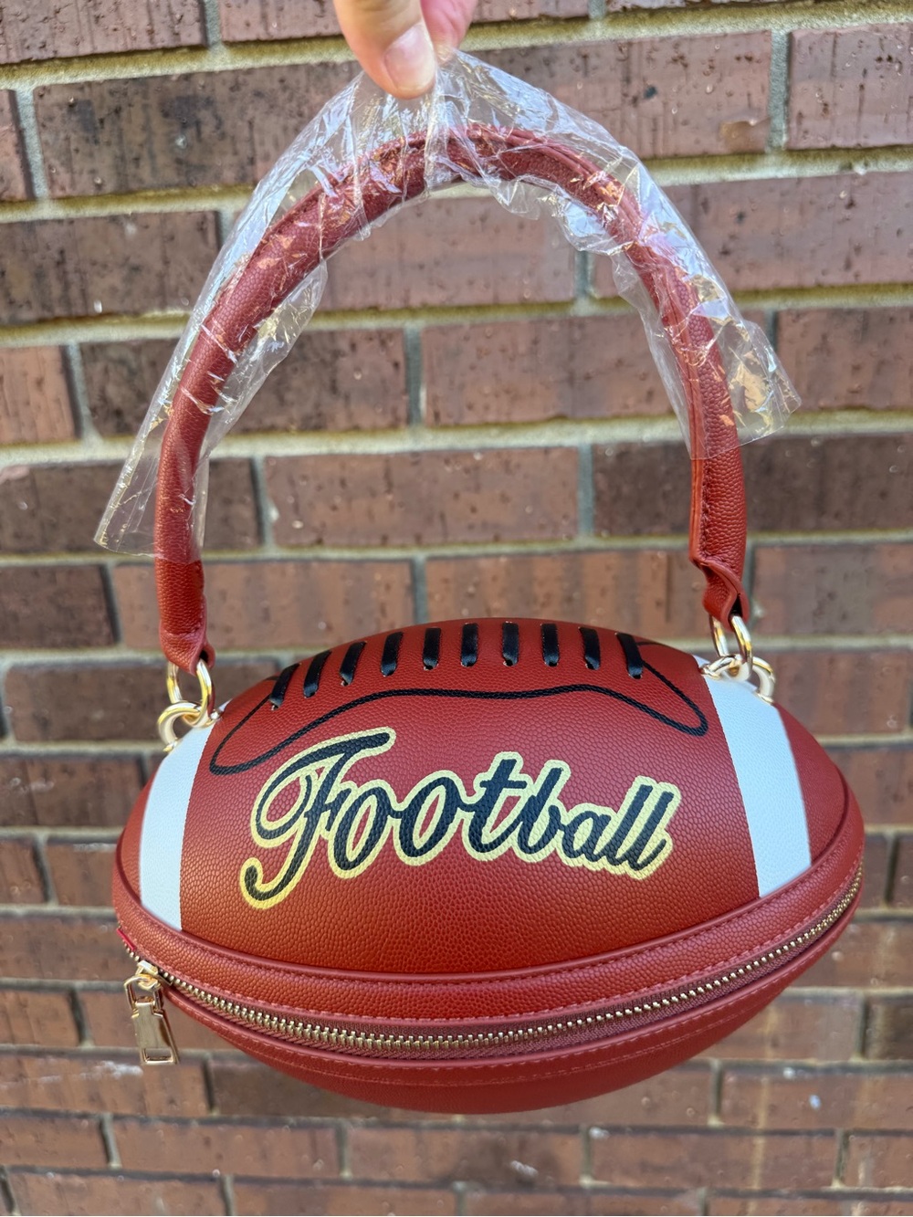Football Novelty Shaped Handbag Crossbody Shoulder Bag Adjustable Strap NWOT New